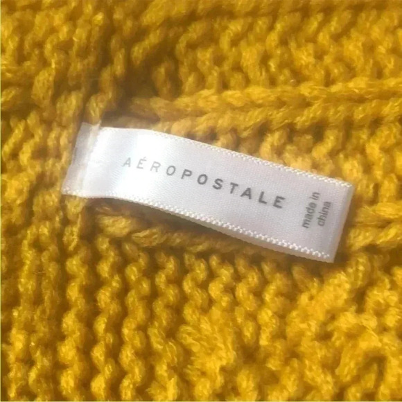 ❤️FREE ❤️Aeropostale Mustard Crochet Cable Knit Scarf - Picture 3 of 4